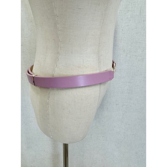 Lauren Ralph Lauren Italian Leather Purple Metal Bar Belt Adjustable L/XL Preppy main image 4
